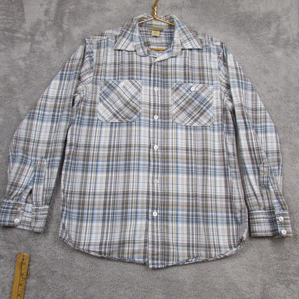 Roebuck & Co Shirt Mens Small Blue Plaid Long Sleeve Button Front Casual Top